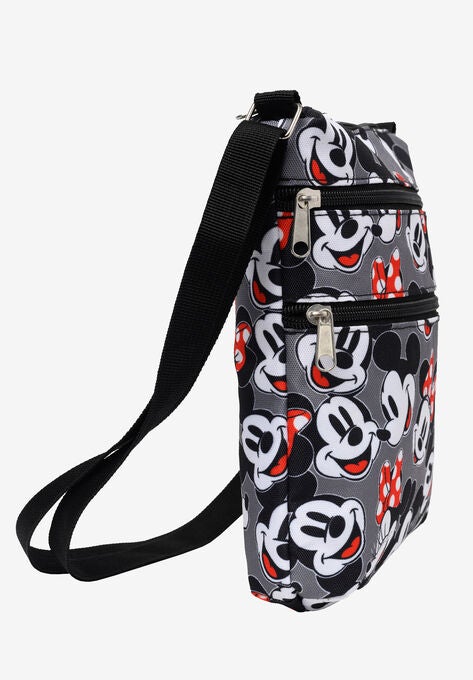 Mickey & Minnie Mouse Faces Smiles Passport Bag Travel Crossbody Purse, , alternate image number null