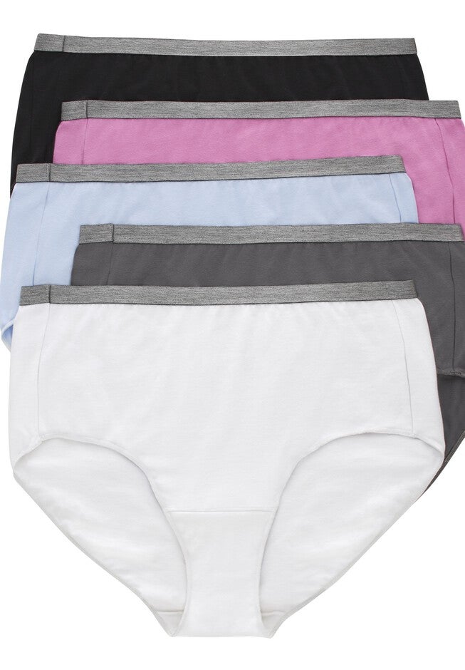 Women'S Stretch Cotton Brief Underwear, 5-Pack, ASSORTED, hi-res image number 0