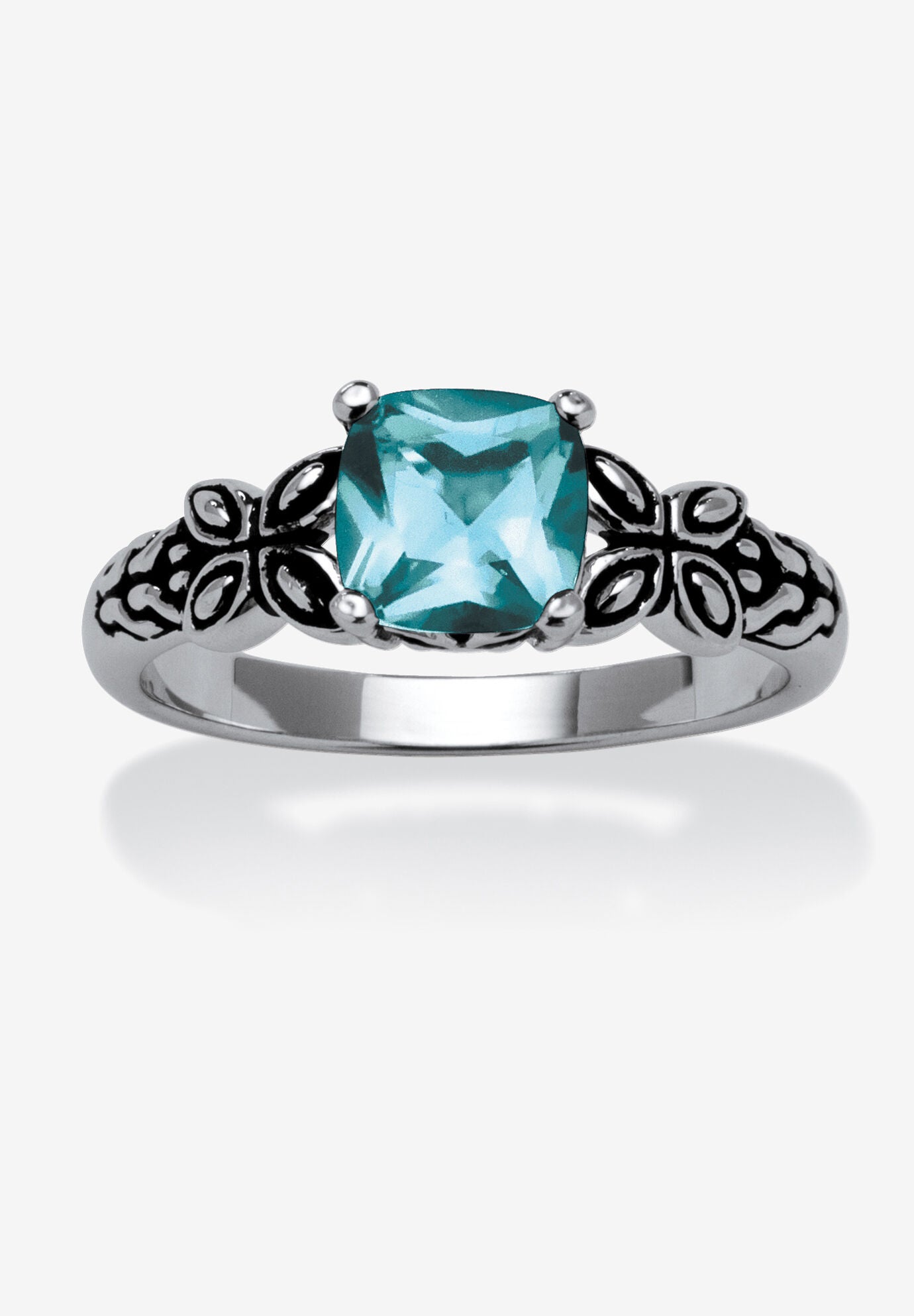 Cushion-Cut Birthstone Ring In Sterling Silver, DECEMBER, hi-res image number 0