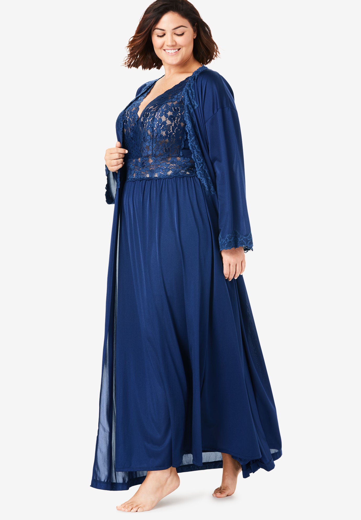 Long Peignoir & Robe Set by Only Necessities&reg;, , alternate image number 2