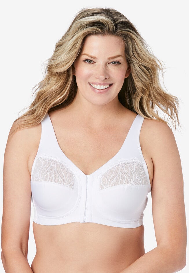Full Figure Plus Size MagicLift Natural Shape Front-Close Bra Wirefree 1210, WHITE, hi-res image number 0