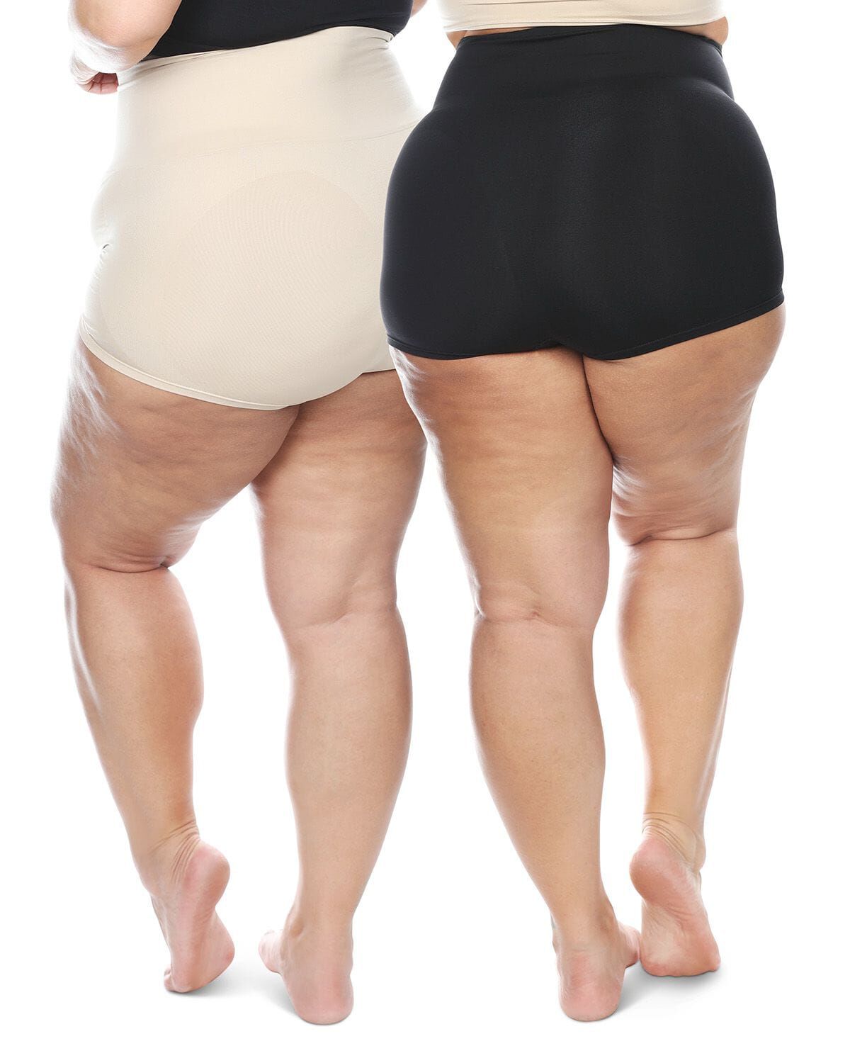 2 Pair Women's High-Waist Boy Short Shaping Briefs, NUDE BLACK, alternate image number 3
