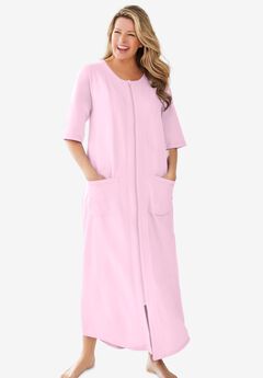 Long French Terry Zip-Front Robe