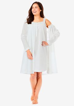 Short 2-Piece Cabbage-Rose Peignoir Set