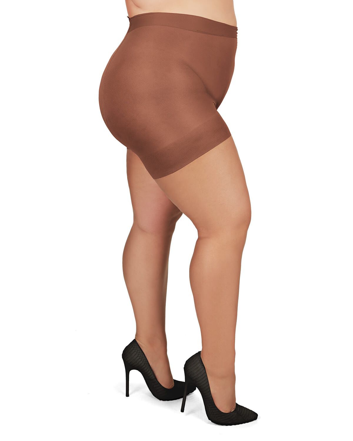 Plus Size Curvy Ultra Sheer Control Top Pantyhose, FRENCH COFFEE, hi-res image number 0