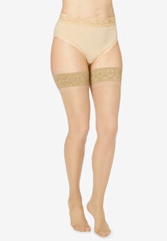 Silky Sheer Lace Top Thigh High Stockings