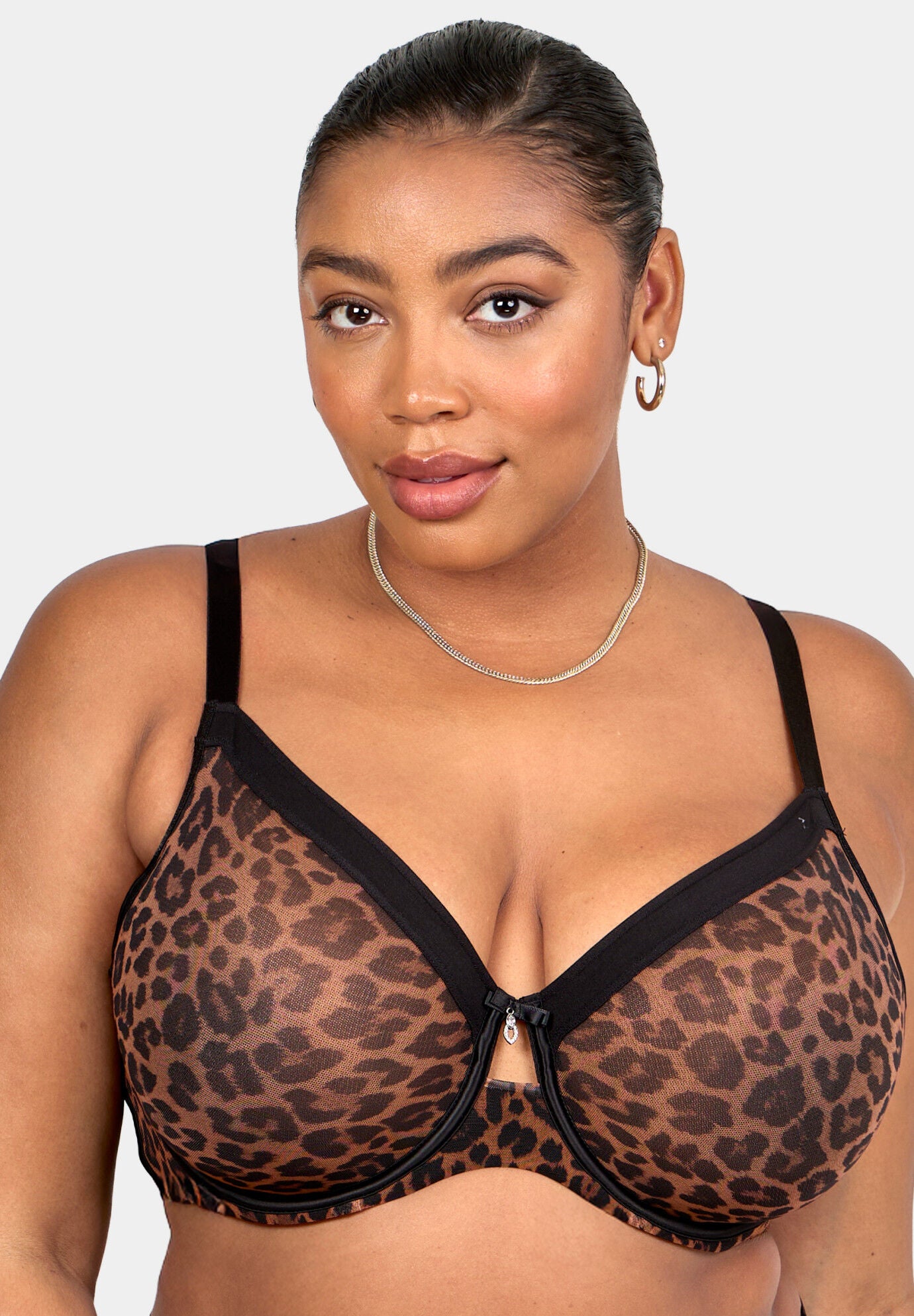 Sheer Mesh Full Coverage Unlined Underwire Bra, DESIGNER LEOPARD, hi-res image number 0