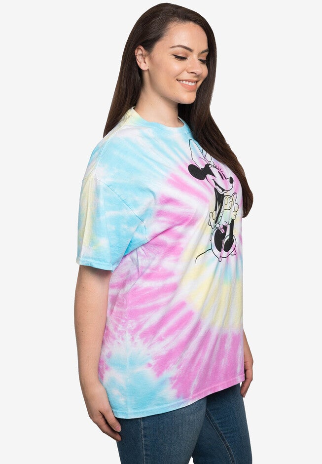 Disney Womens Plus Size Minnie Mouse Short Sleeve Tie-Dye T-Shirt Retro, , alternate image number null