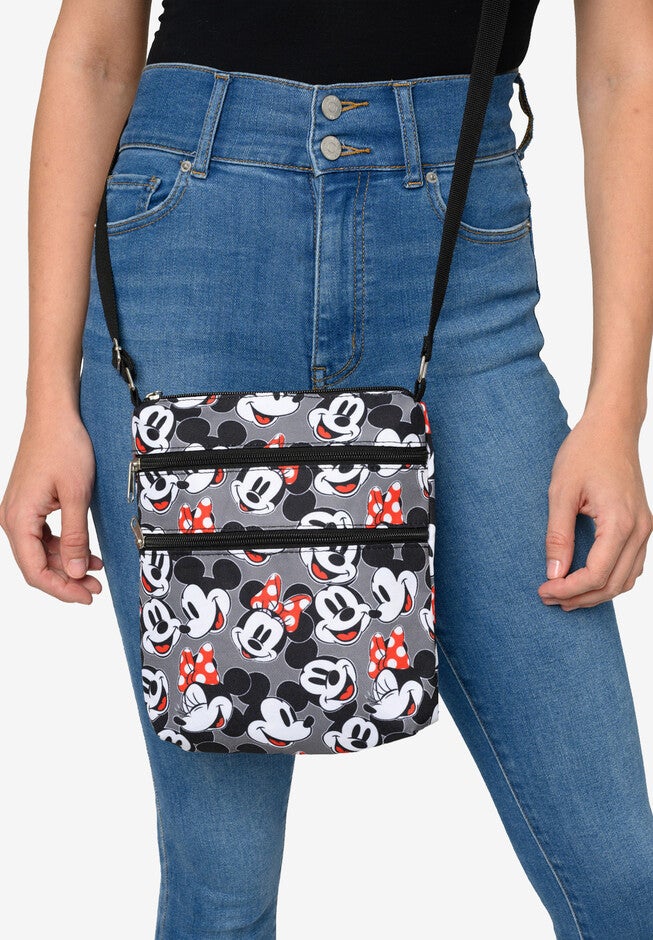 Mickey & Minnie Mouse Faces Smiles Passport Bag Travel Crossbody Purse, , alternate image number 2