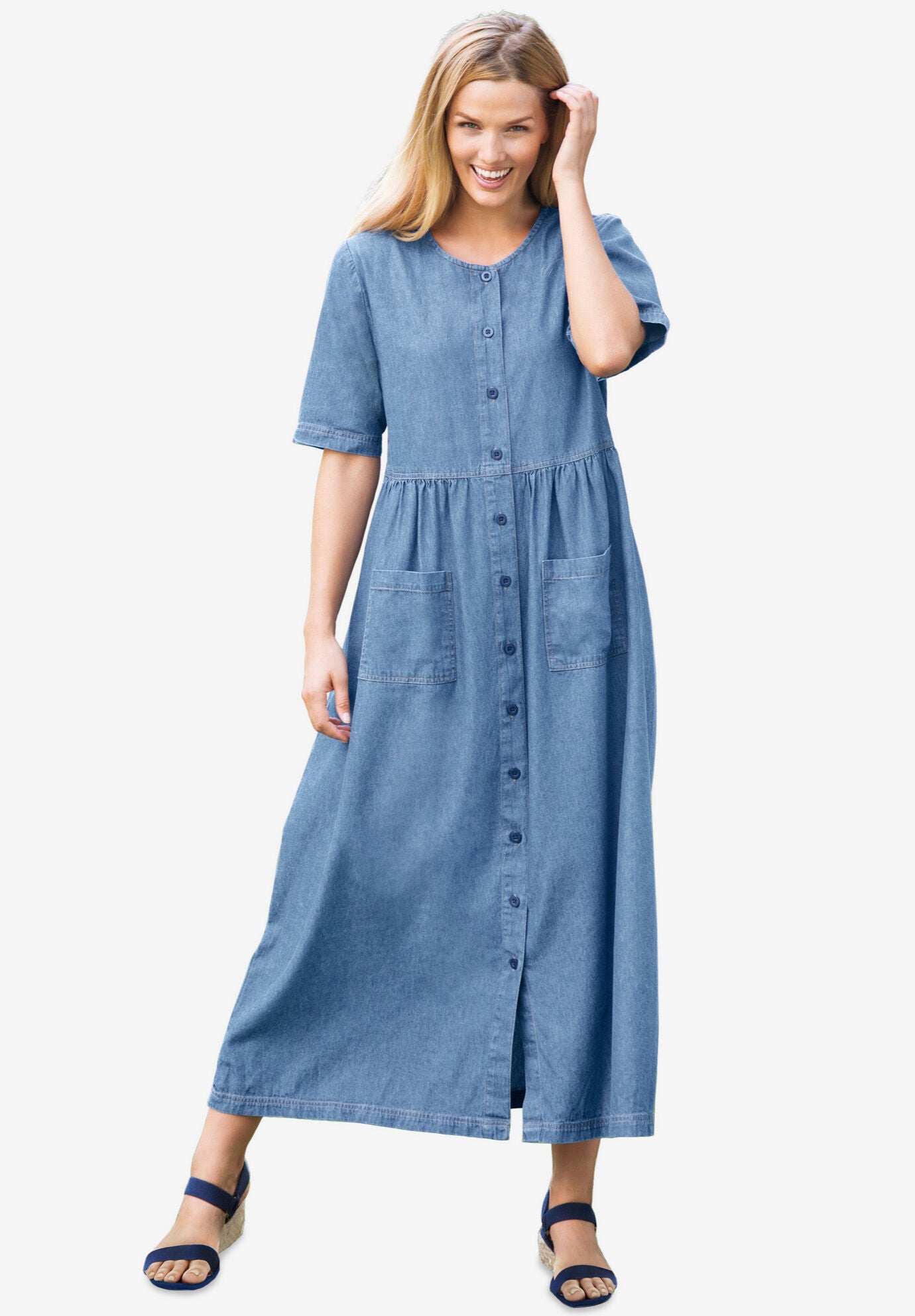 long denim dresses and skirts