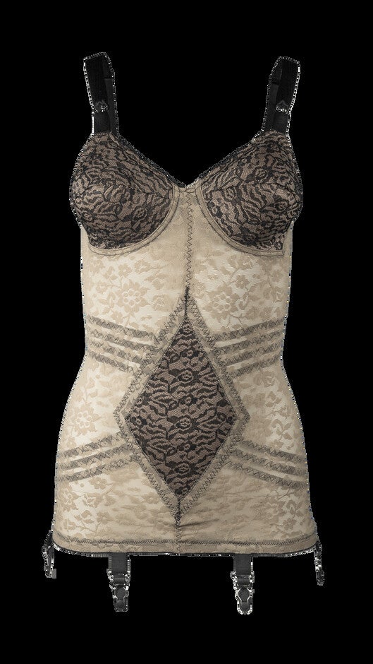 Body Briefer Open Bottom with Garters, MOCHA, alternate image number 2