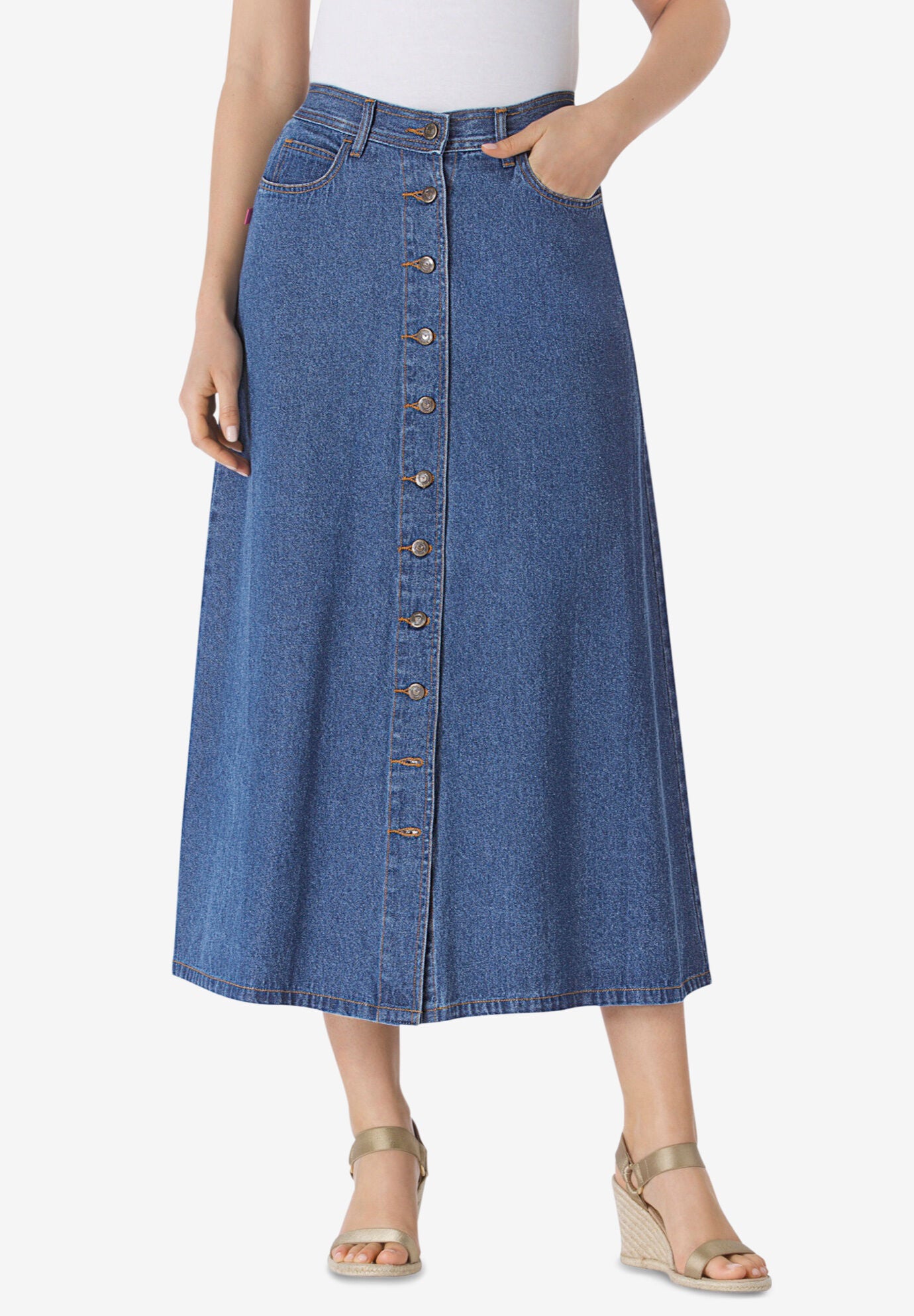 roamans denim skirts
