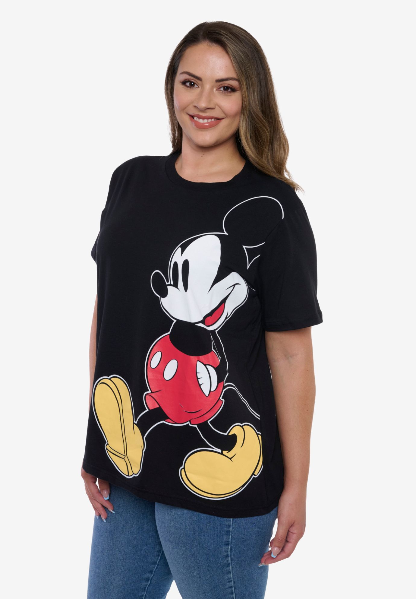 Womens Disney Mickey Mouse T-Shirt Black Short Sleeve, BLACK, alternate image number 3