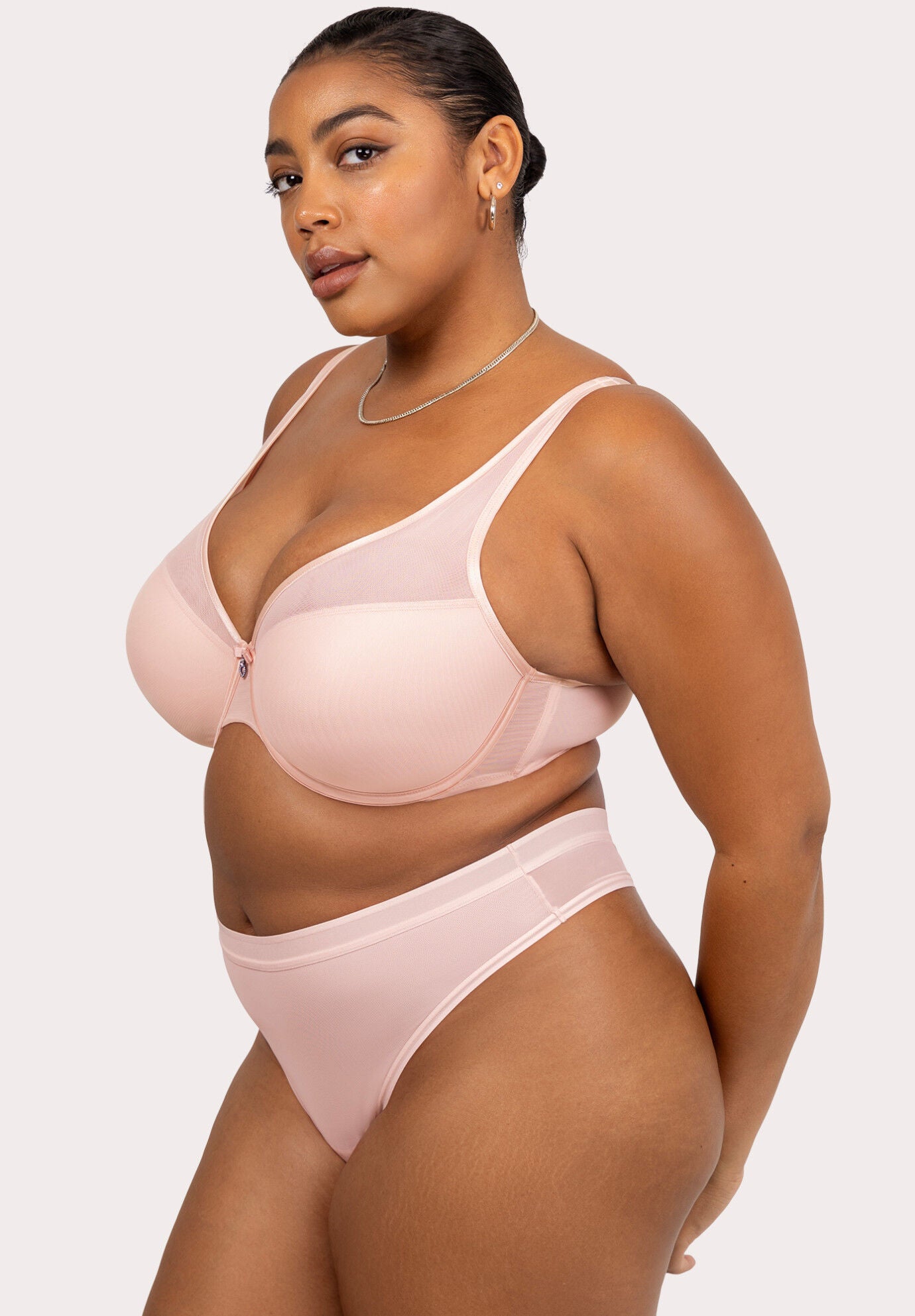Sheer Mesh Plunge T-shirt Bra, BLUSHING ROSE, alternate image number 4