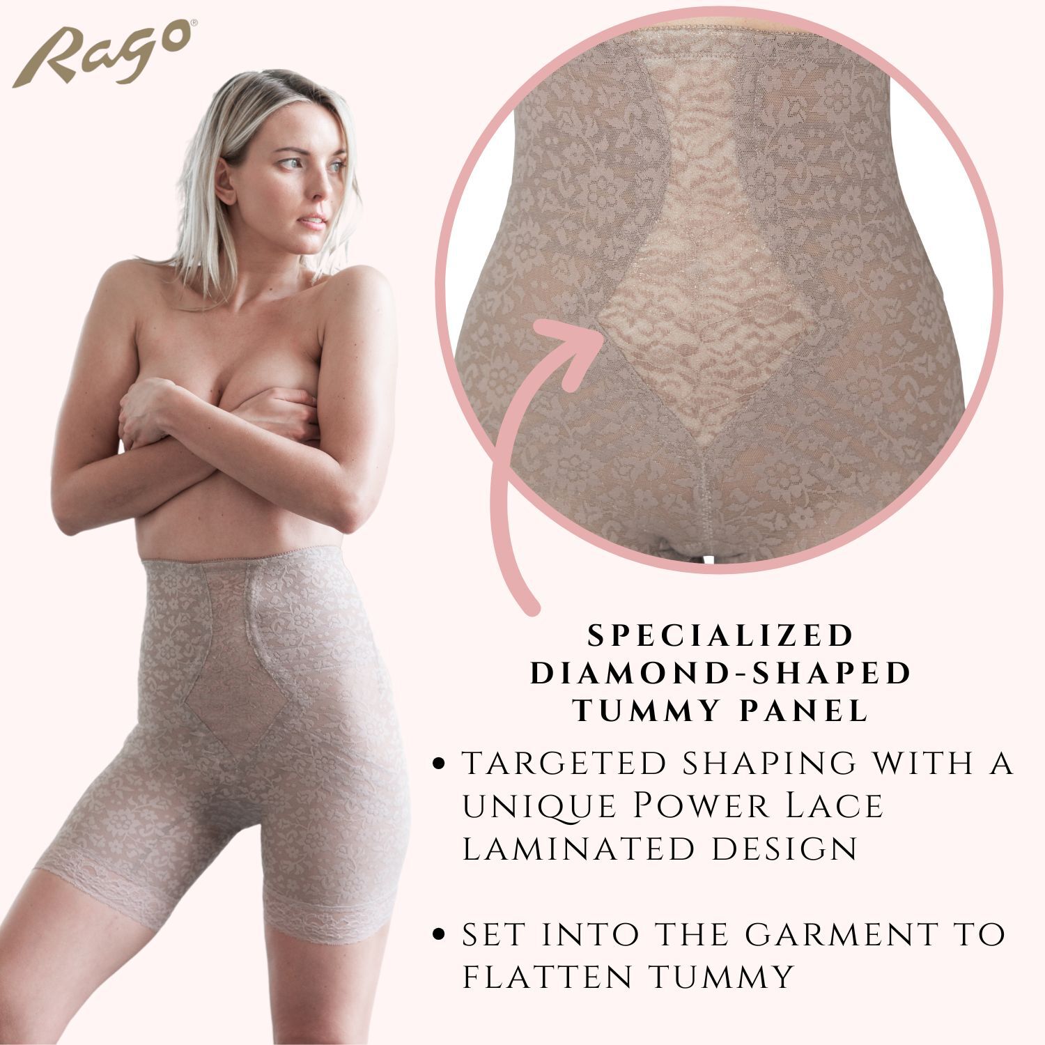 No Roll High Waist Lace Thigh Slimmer with Extra Firm Support, MOCHA, alternate image number 3