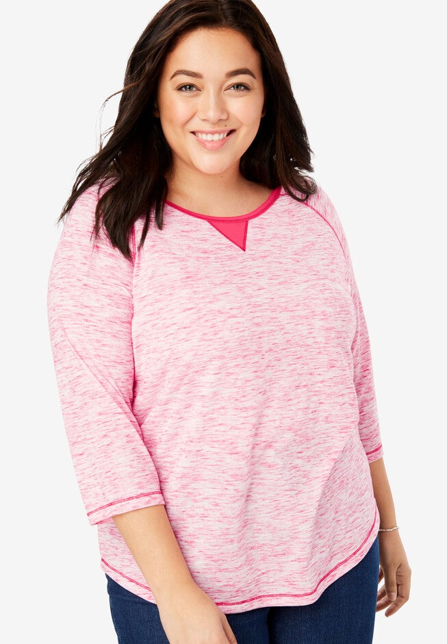 Marled Raglan Tee, VIBRANT ROSE MARLED, hi-res image number null