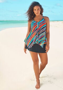 Longer-Length Mesh Tankini Top