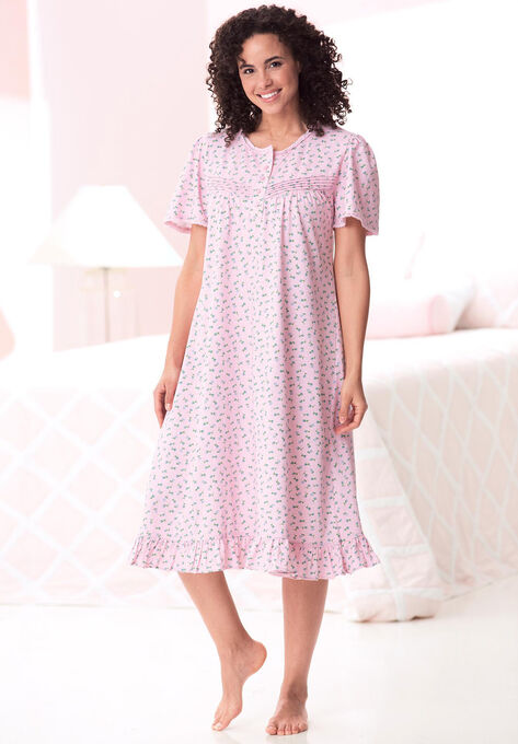 Short Floral Print Cotton Gown, , alternate image number null