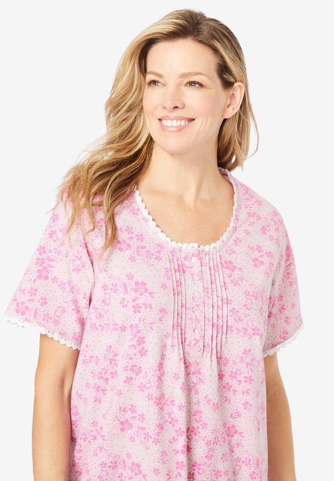 Fashionable 2Piece Pintuck Tee and Capri Sleep Set, Pink Dancing