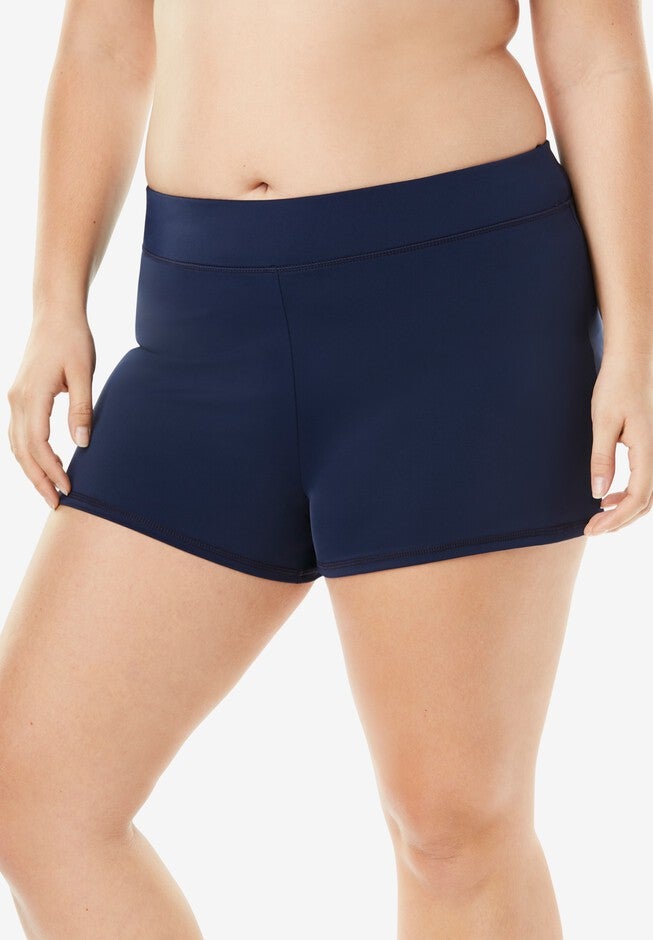 Wide-Band Swim Short with Built-In Brief, NAVY, hi-res image number 0