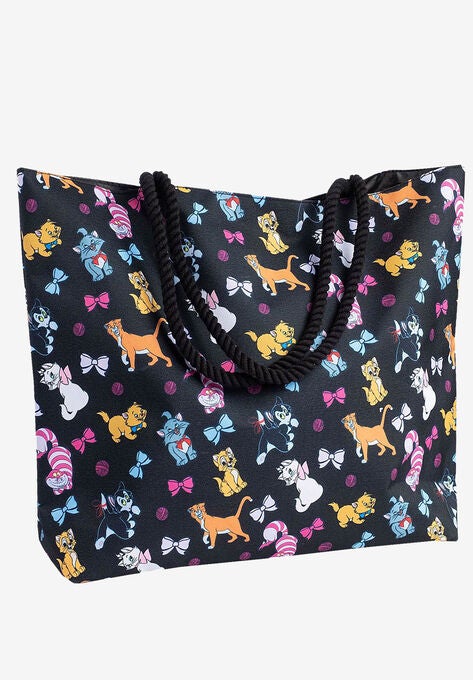 Disney Cats Tote Bag Travel Beach Carry-on Cheshire Aristocat Figaro Print, , alternate image number null
