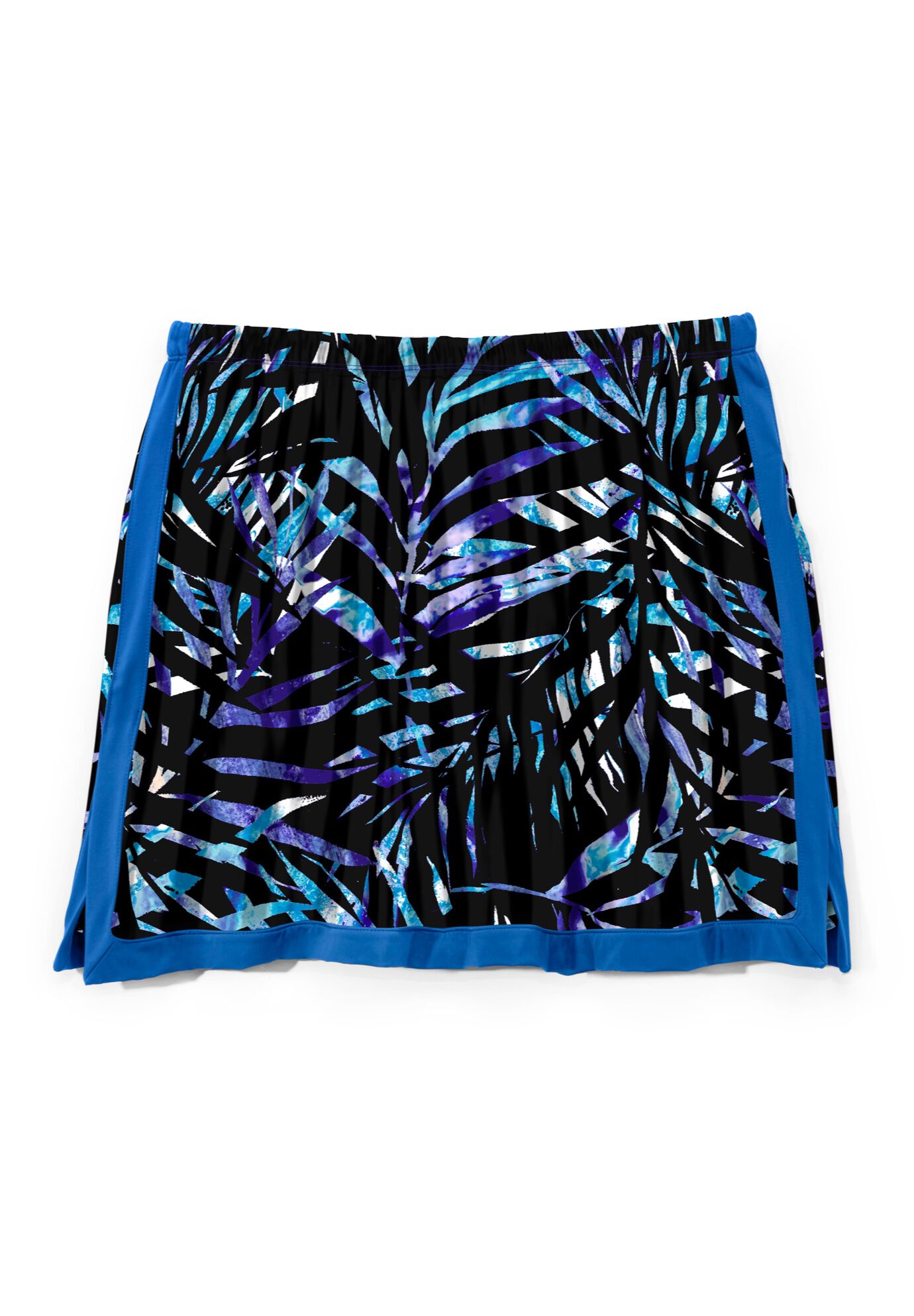 2-Piece Swim Skirtini Set, BLUE PAINTERLY LEAVES, alternate image number 4