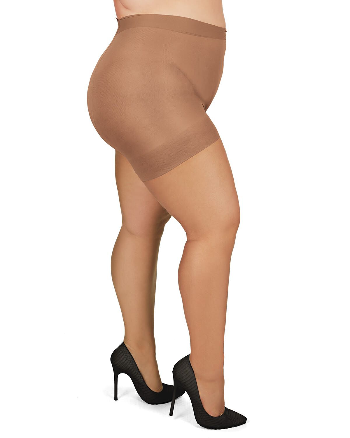 Plus Size Curvy Ultra Sheer Control Top Pantyhose, HONEY, hi-res image number 0