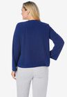 Short Waffle Knit Embroidered Bed Jacket, , on-hover image number null