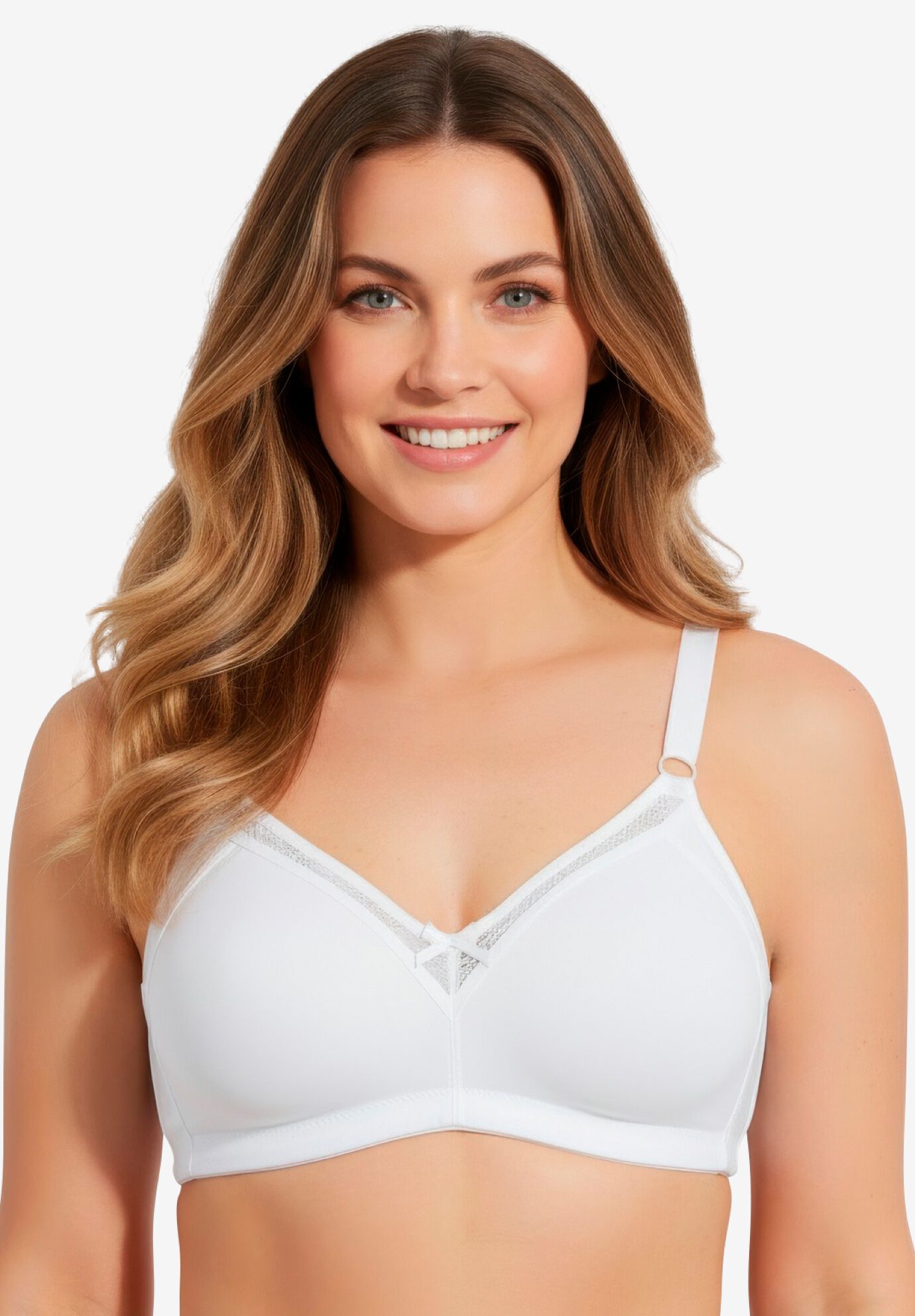 Leading Lady&reg; Soft Support Cotton Wireless Bra, WHITE, on-hover image number 1