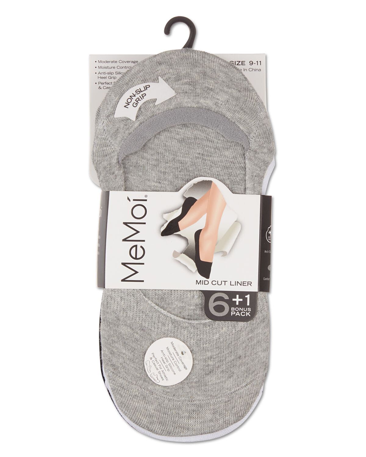 Mid-Cut Liner Cotton Blend Sock 7-Pack, GRAY WHITE BLACK, alternate image number 2