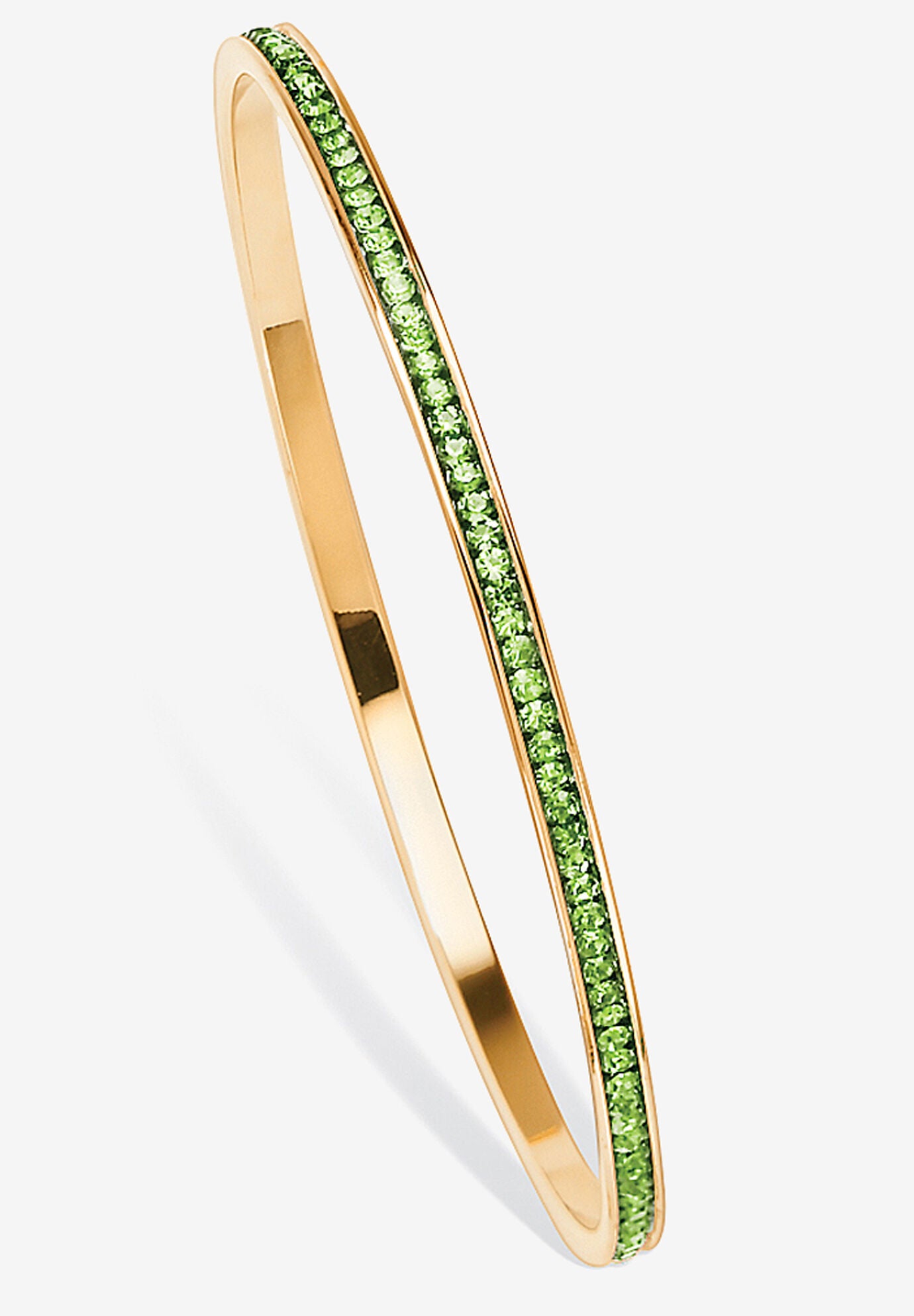 Gold Tone Stackable Eternity Bangle Bracelet Birthstones 7.5 inches, AUGUST, hi-res image number 0