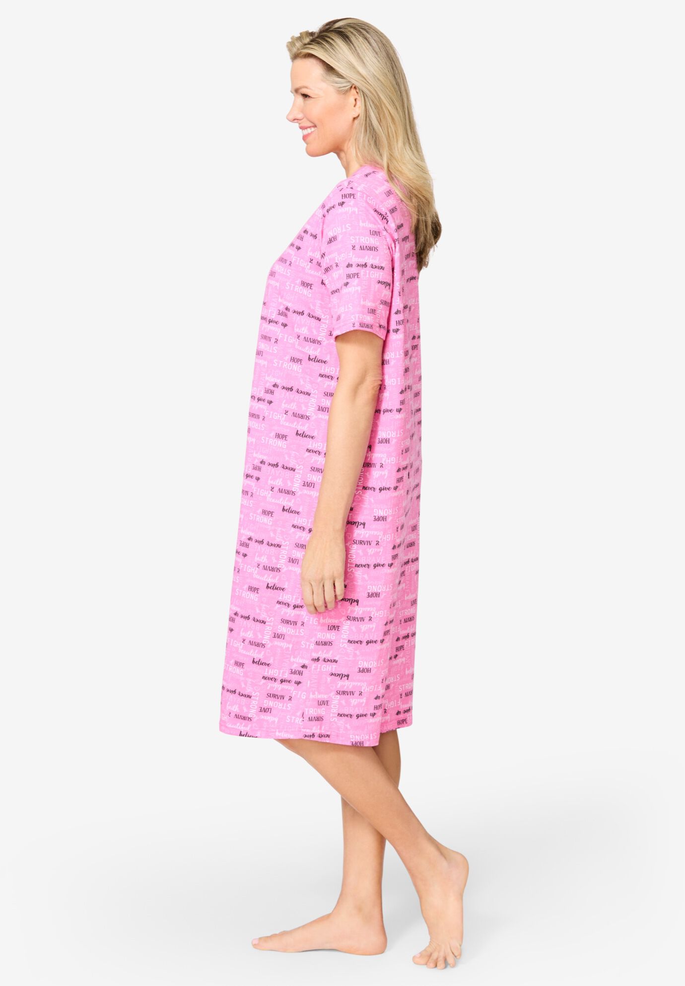 Catherines® Breast Cancer Support Sleepshirt, PINK BELIEVE, alternate image number 2