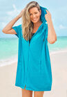 Hooded Terry Swim Cover Up , BLUE SEA, hi-res image number null