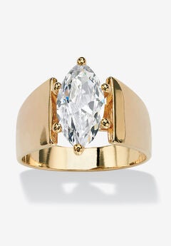 Yellow Gold Plated Cubic Zirconia Solitaire Engagement Ring