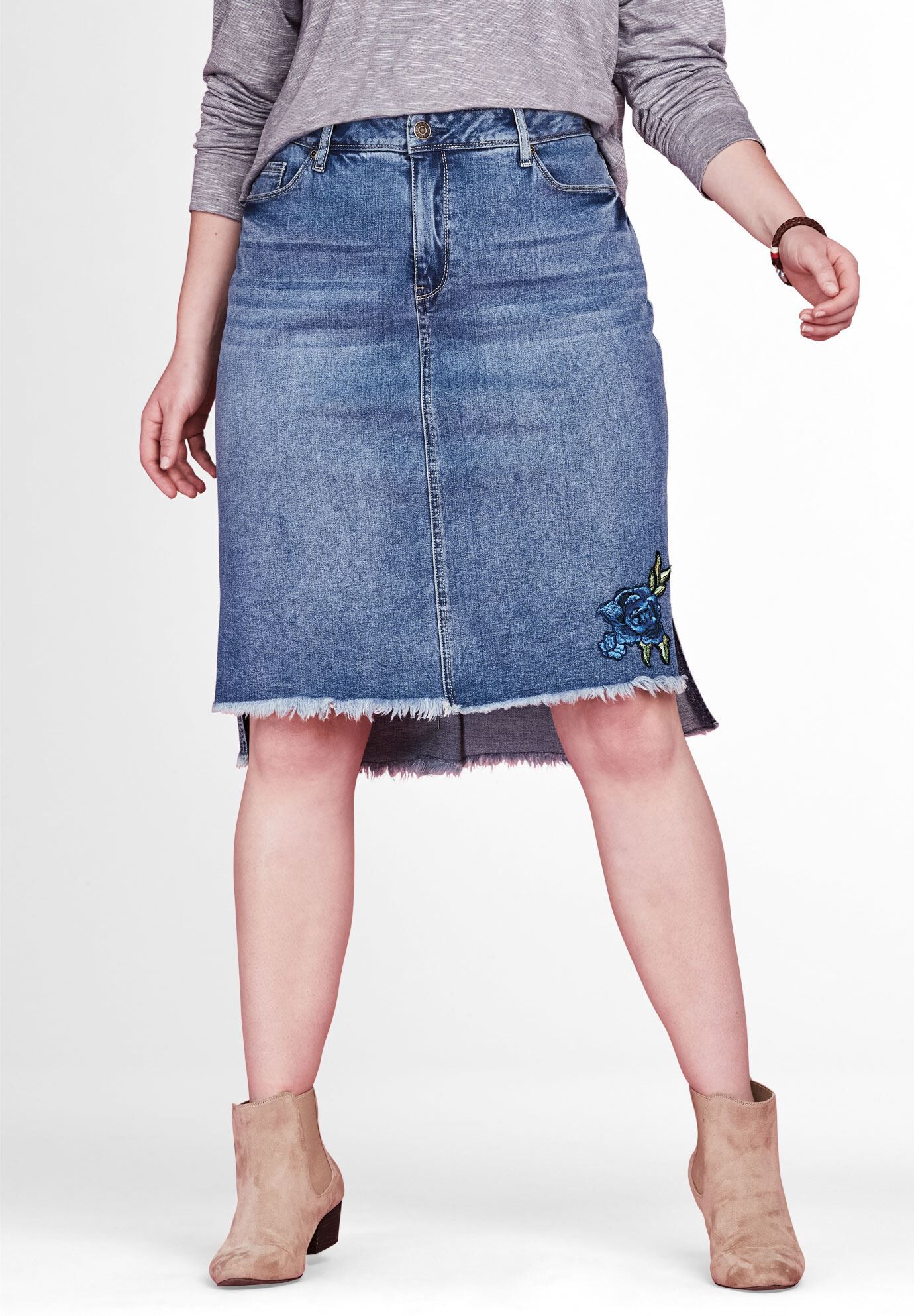 roamans denim skirts