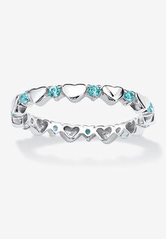 Simulated Birthstone Heart Eternity Ring