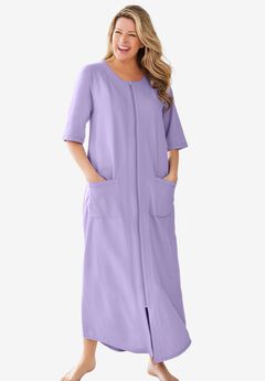 Long French Terry Zip-Front Robe