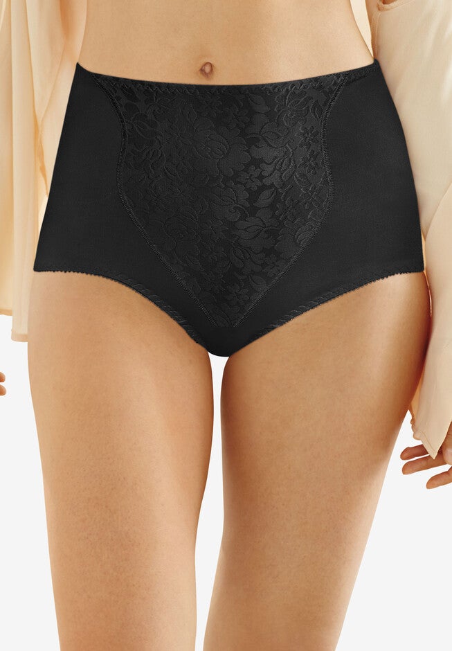 Light Control Lace Panel Brief 2-Pack , BLACK, hi-res image number 0