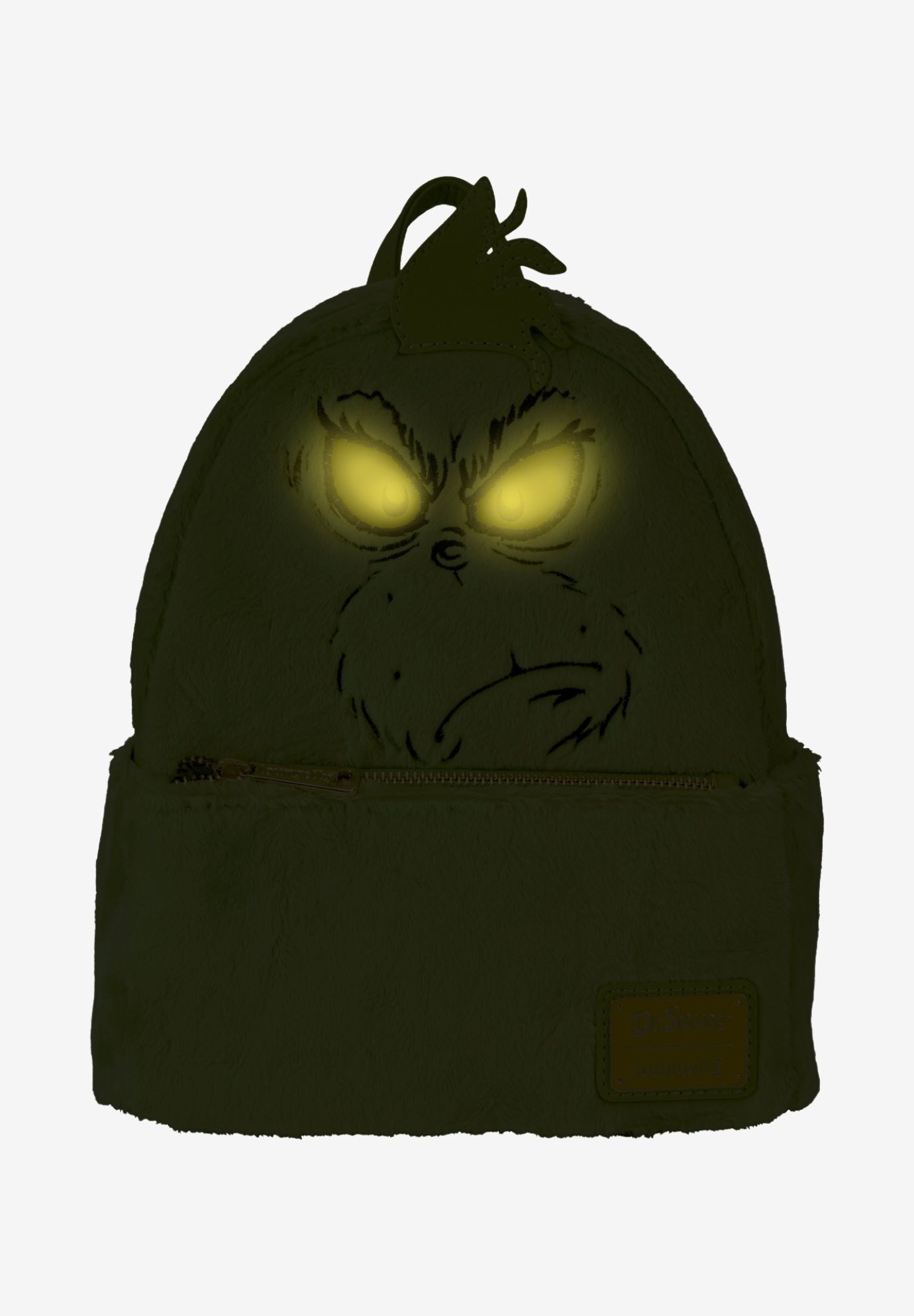 Loungefly x Dr. Seuss The Grinch Light-Up Plush Mini Backpack Cosplay, GREEN, alternate image number 2