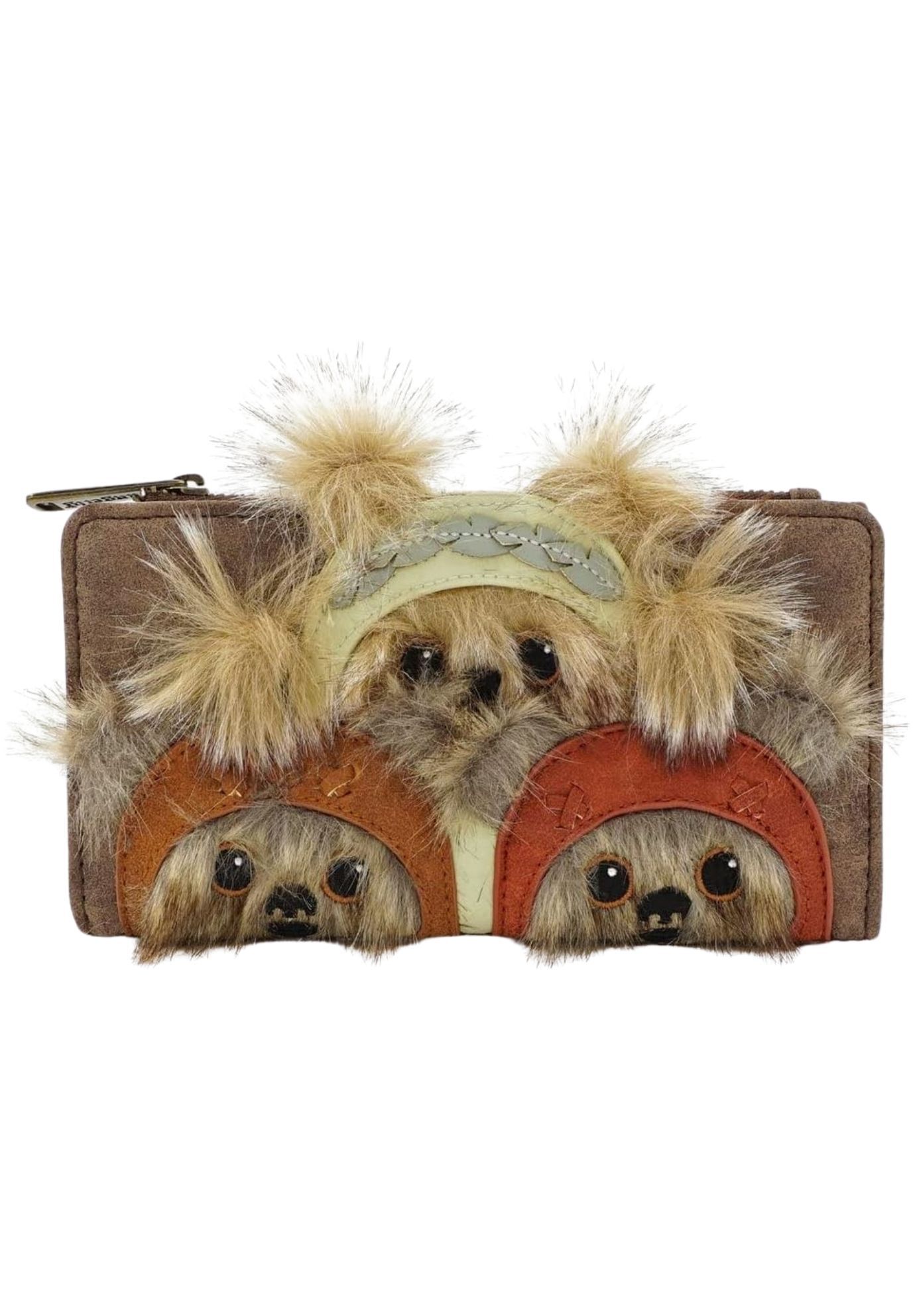 Loungefly x Star Wars Ewok Trio Classic Snap Wallet, BROWN, hi-res image number 0