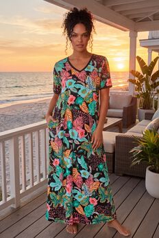 V-Neck Short Sleeve Maxi Lounger
