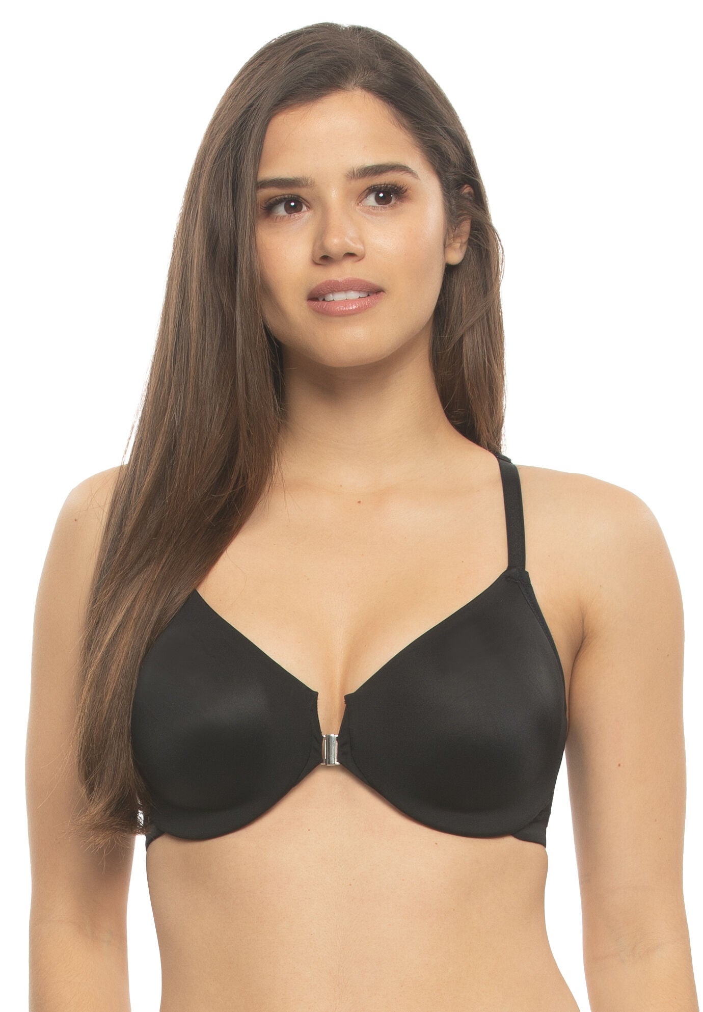 Tempting Unlined Front Close Minimizer Bra, BLACK, hi-res image number 0