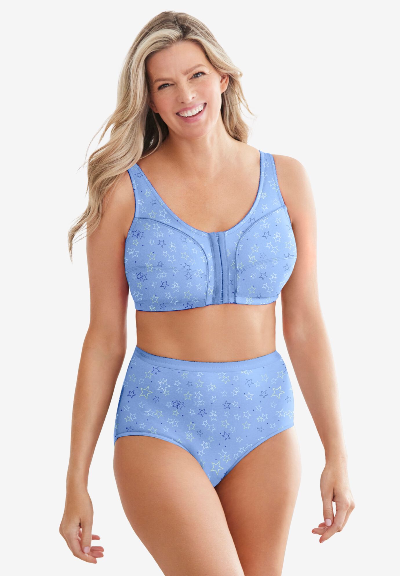 Cotton Front-Close Wireless Bra, , alternate image number 5