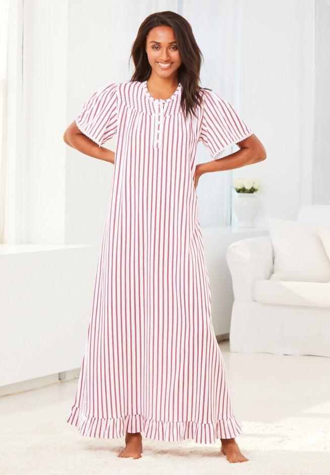 Long Floral Print Cotton Gown, , alternate image number 7