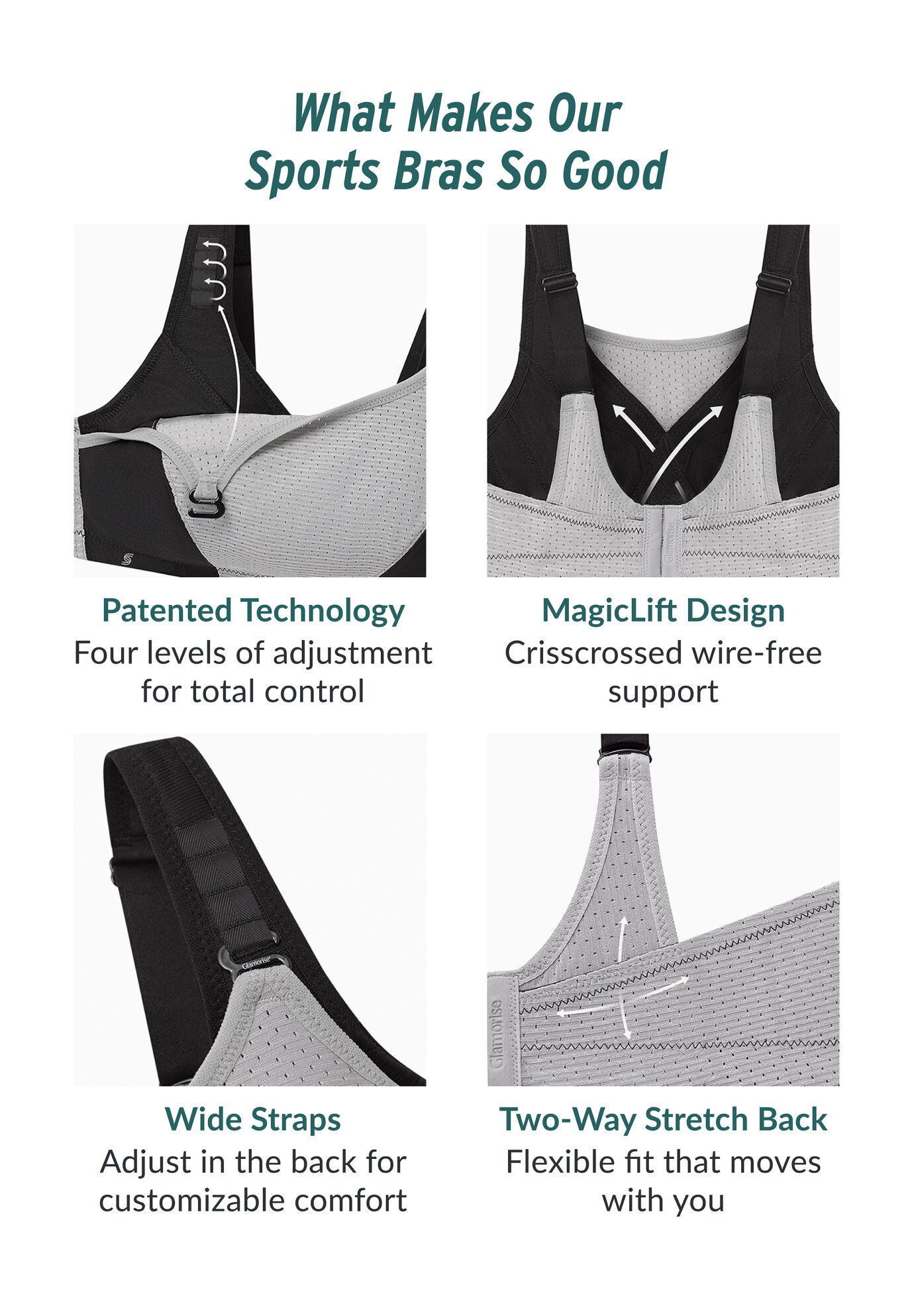 Full Figure Plus Size Custom Control Sports Bra Wirefree #1166 Bra, , alternate image number 3