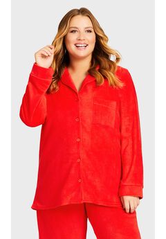 Plain Button Fleece Sleep Top
