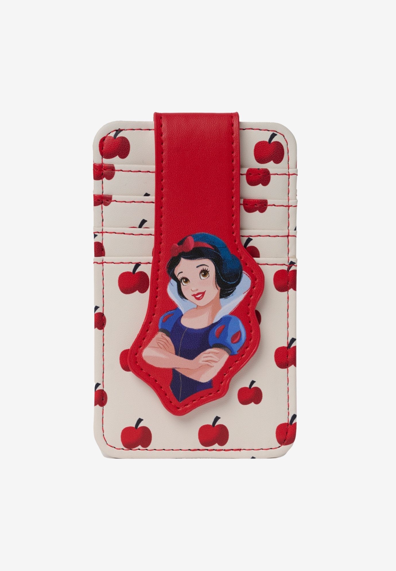 Womens Disney Snow White Card Holder Wallet Button Snap Closure, RED, hi-res image number 0