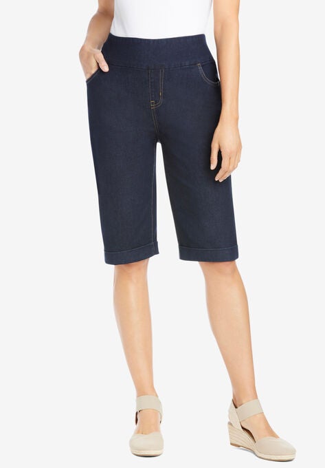 Pull-On Denim Shorts, INDIGO, hi-res image number null