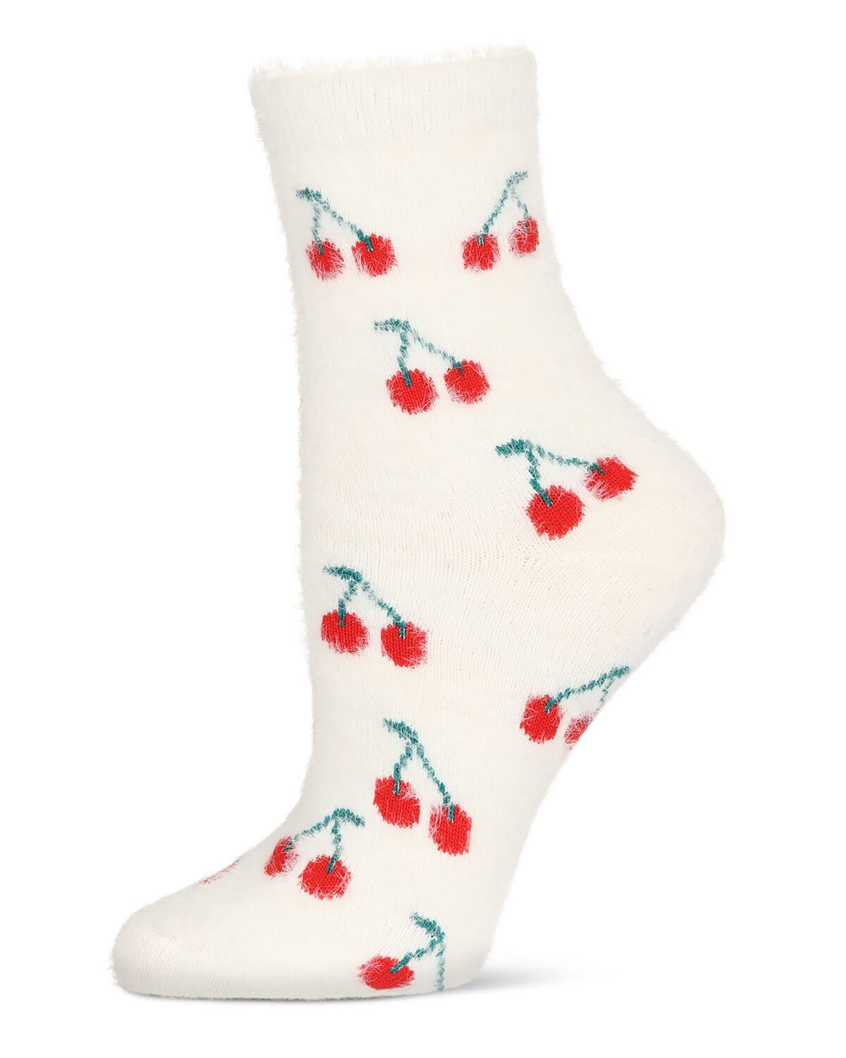 Women's Cherries Cozy Crew Socks, IVORY, hi-res image number 0