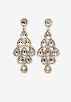 Gold Tone Pear Cut Simulated Birthstone Earrings